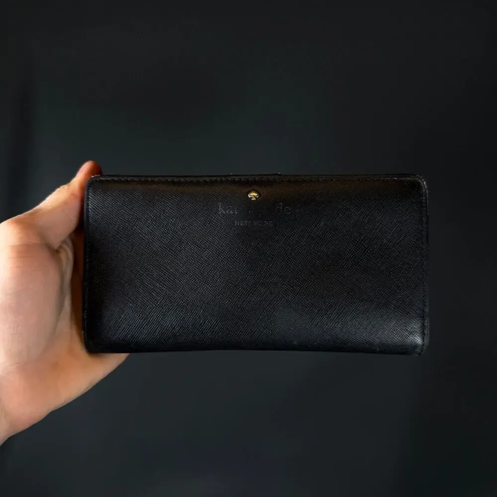 Kate Spade Schuyler Large Slim Bifold Saffiano Wallet Black